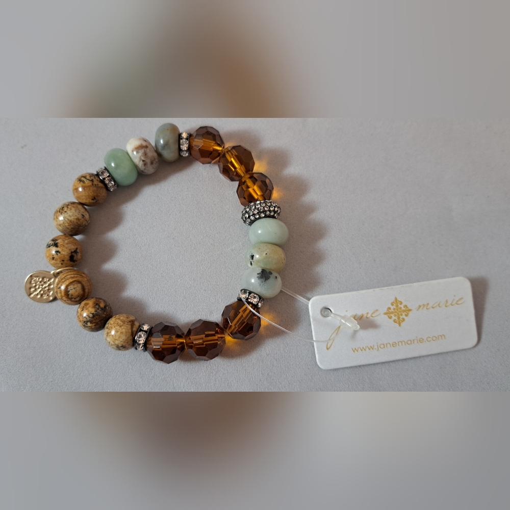 Jane Marie Amazonite, Picture Jasper, Topaz Beads Bracelet